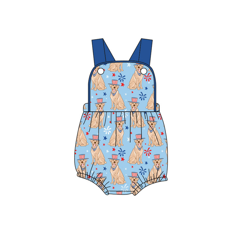 America flag dog design toddle boy summer romper