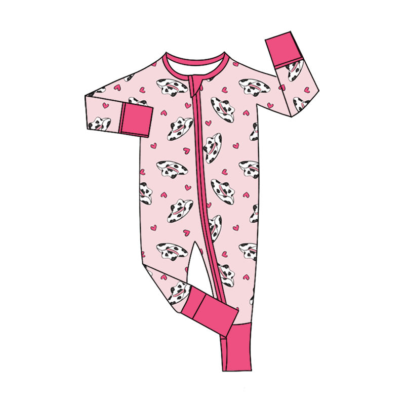 Western howdy design kids long sleeve zip romper
