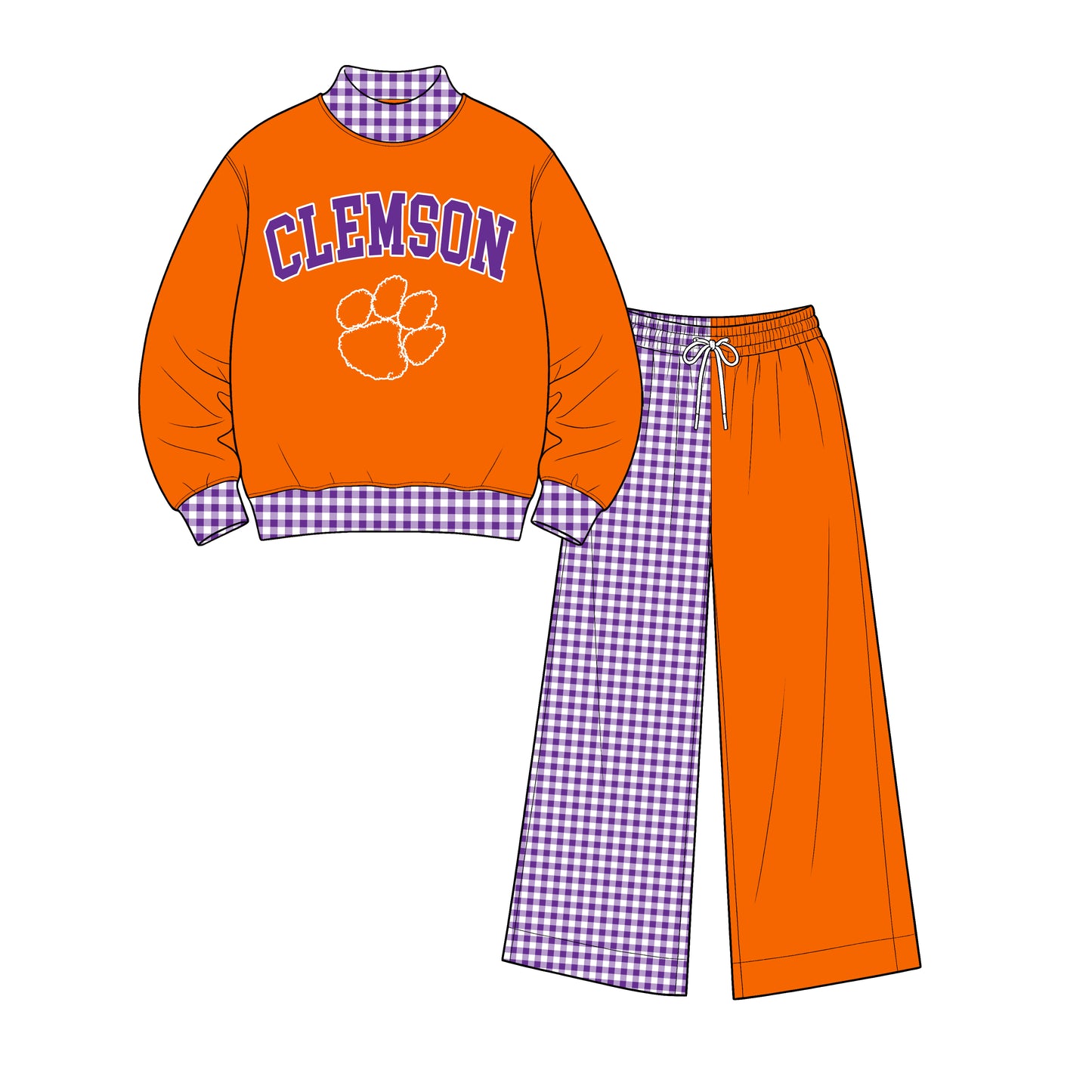 Toddle kids custom clemson team design long sleeve outfit