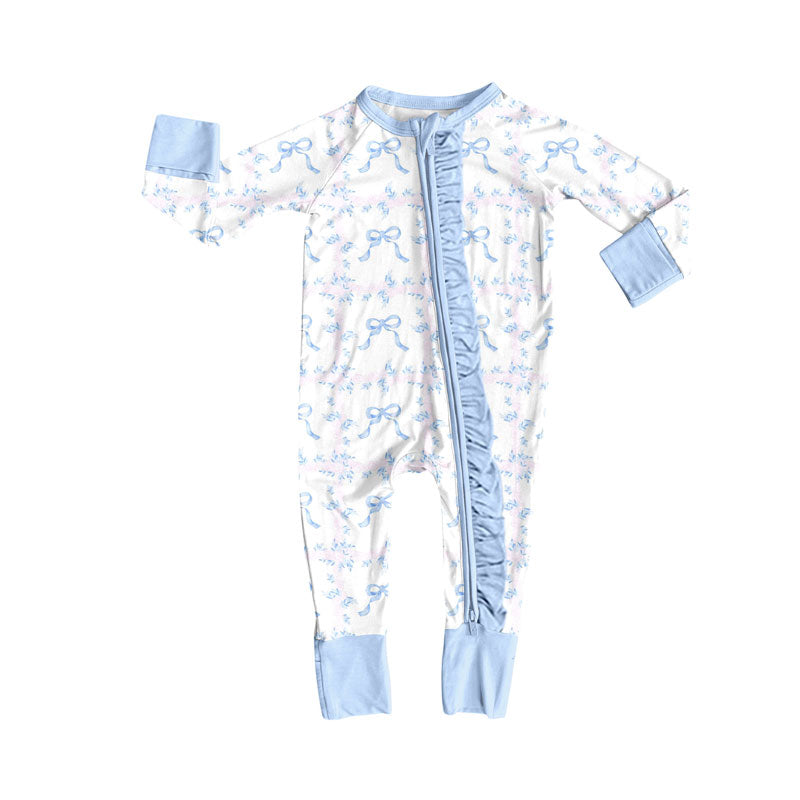Toddle baby blue bow romper wholesale factory price