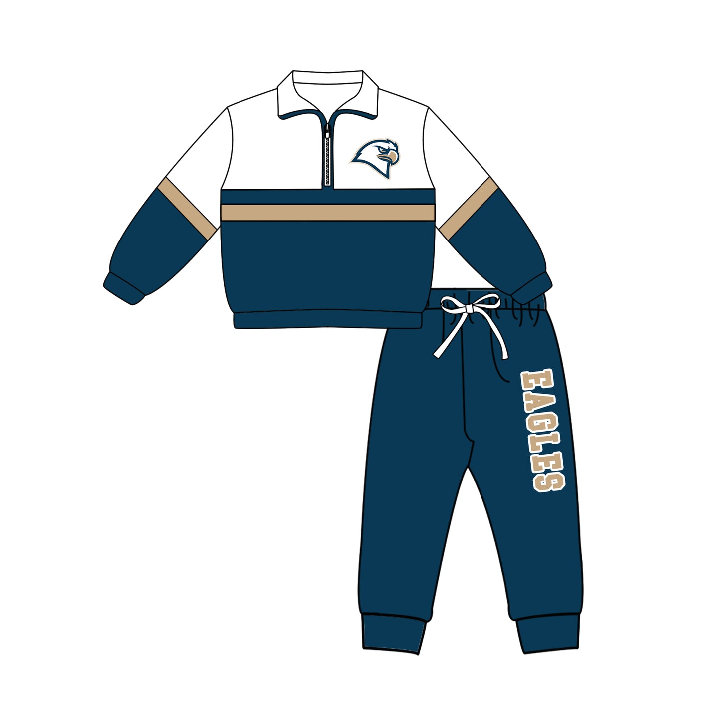 Kids long sleeve team pullover top matching pants outfit wholesal factory price