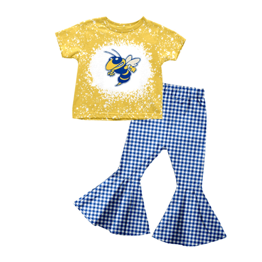 baby girls college team bee design bell bottoms outfit