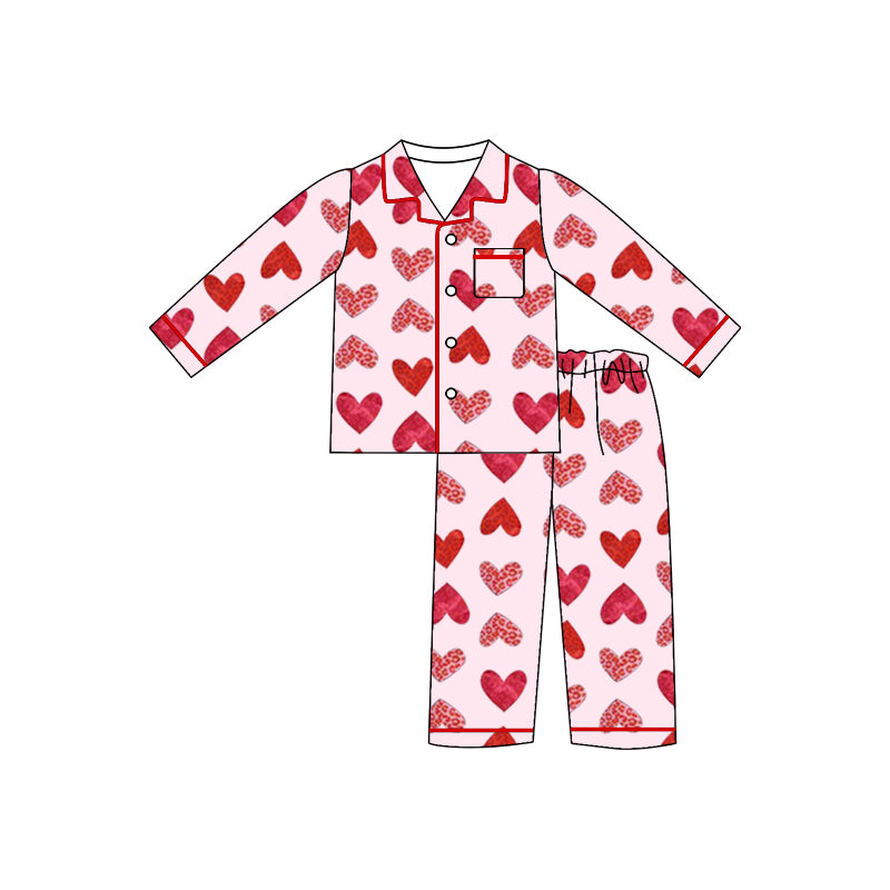 baby girls valentines heart button down pajama set
