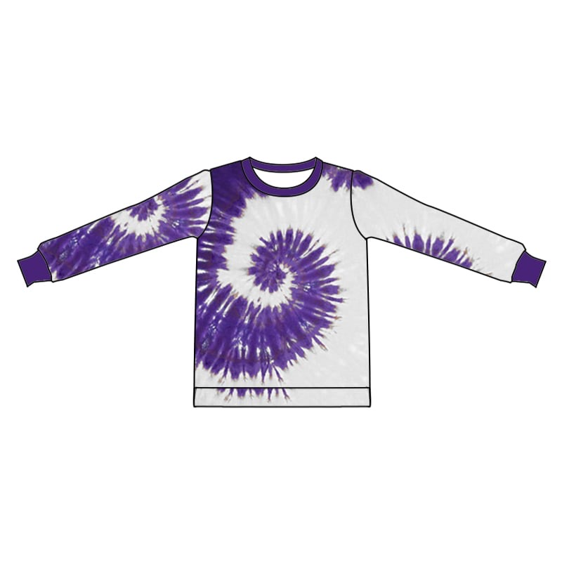 Adult women long sleeve purple tie dye top