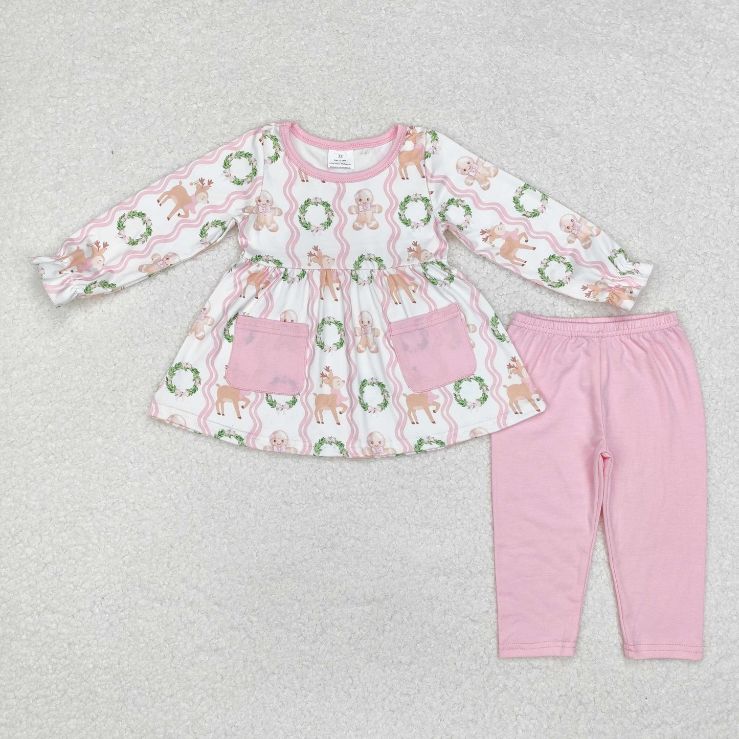 Christmas gingerbread reindeer matching pants butique fall winter clothes