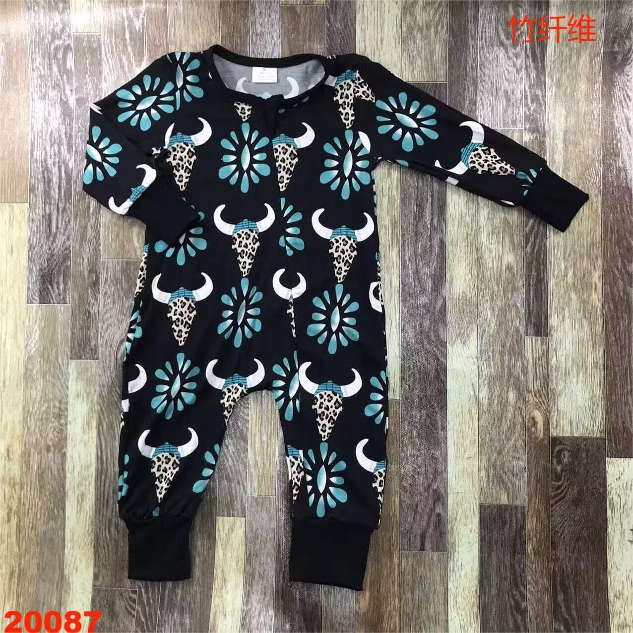 western cowboy long sleeve romper