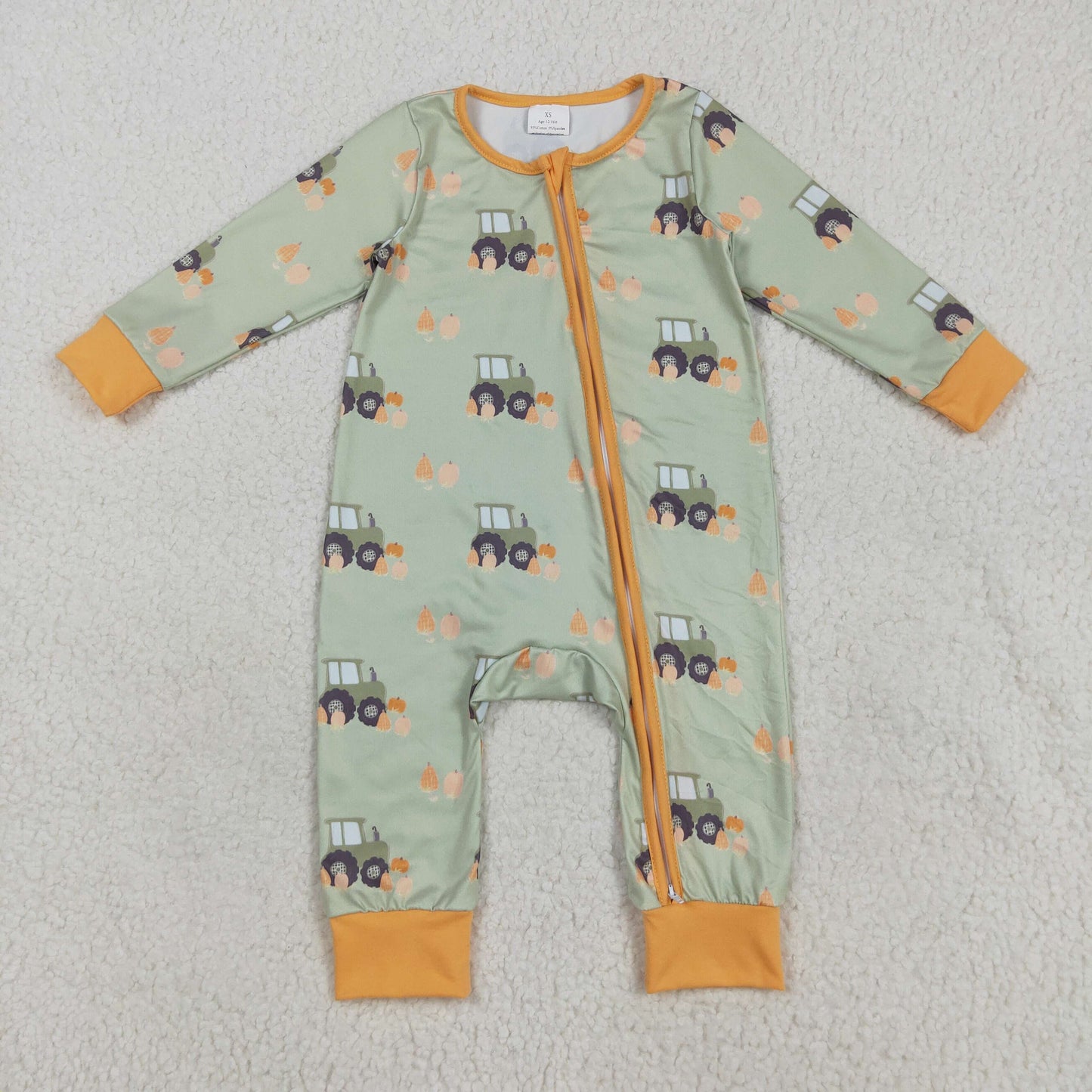 Fall pumpkin tractor long sleeve pajama set clothes