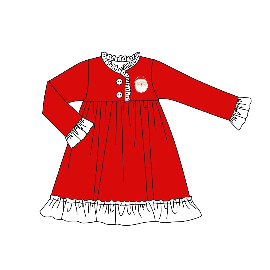 baby girl christmas santa claus long sleeve gown dress