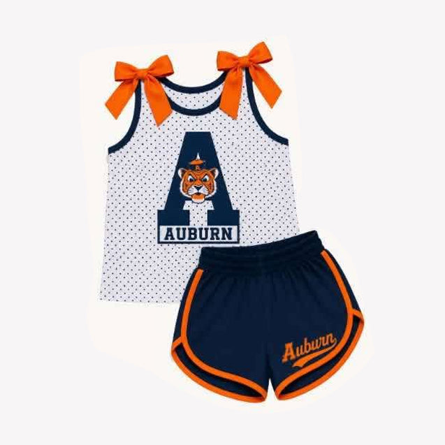 Custom team bow top matching shorts girls summer outfit