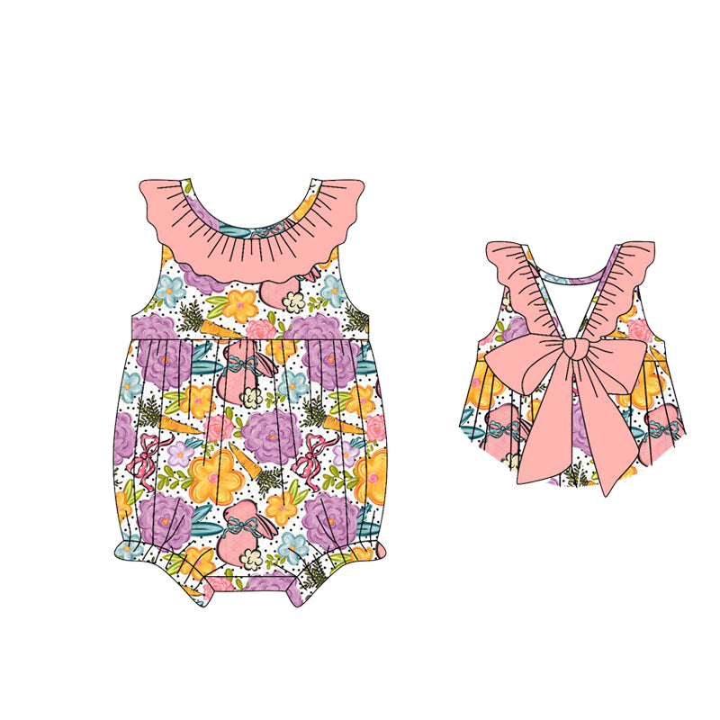 Easter egg flowers design toddle girls summer romper