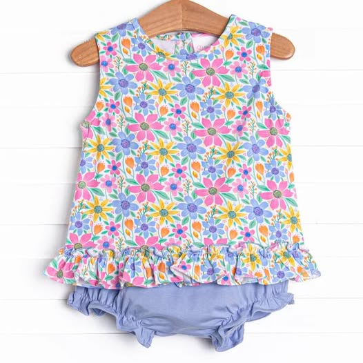 Toddle girls floral bummies set