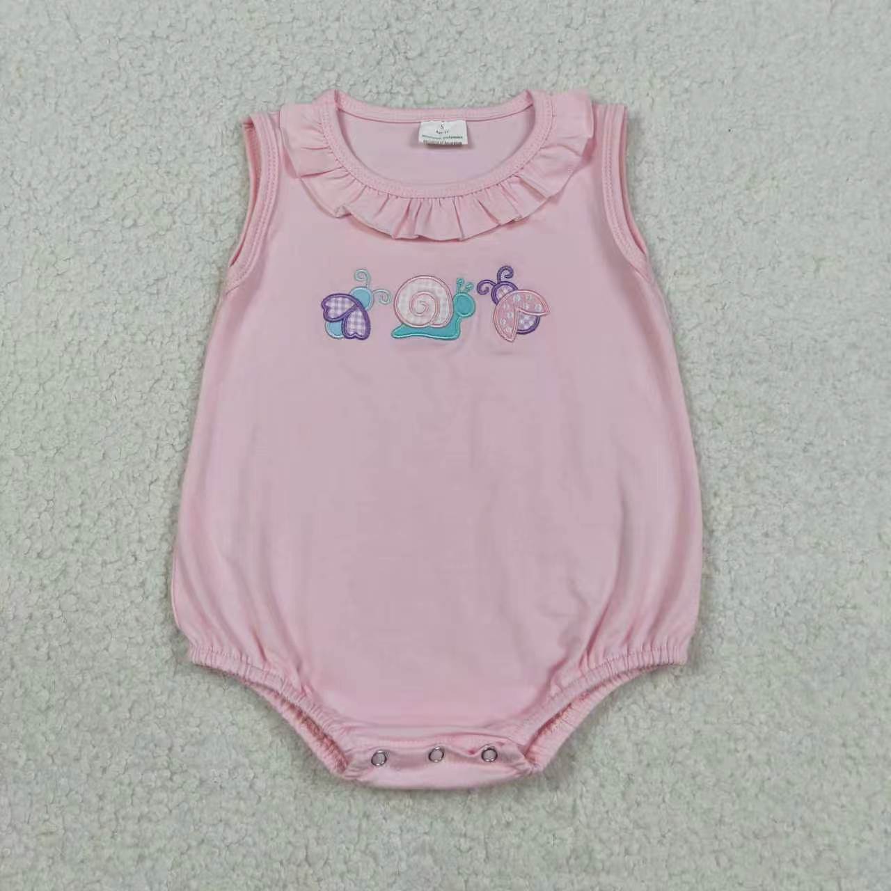 Embroidery Snail short sleeve top matching shorts girls summer outfit