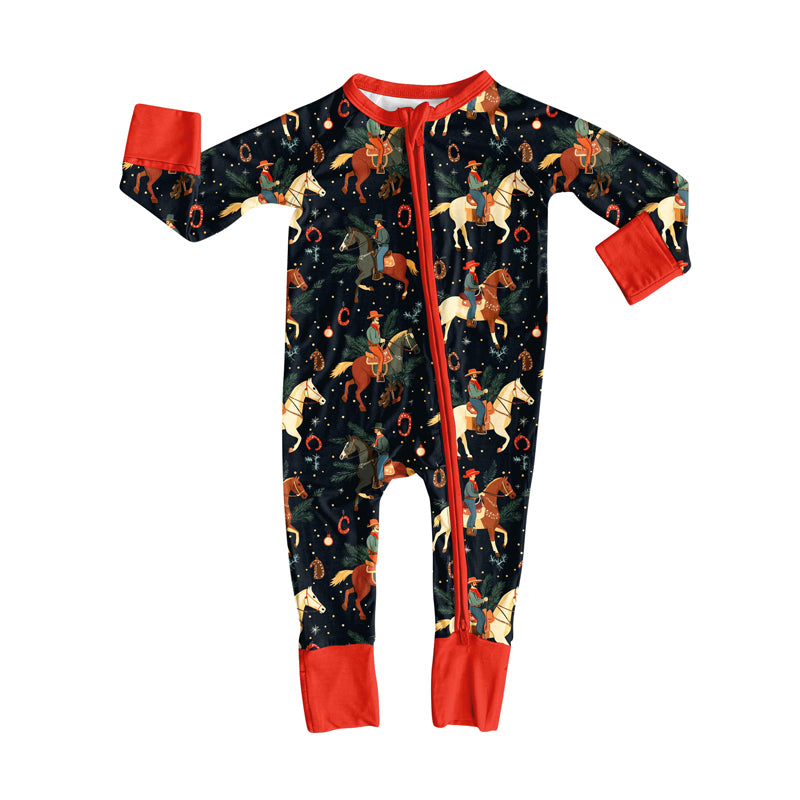 toddle baby Christmas print long sleeve zip romper