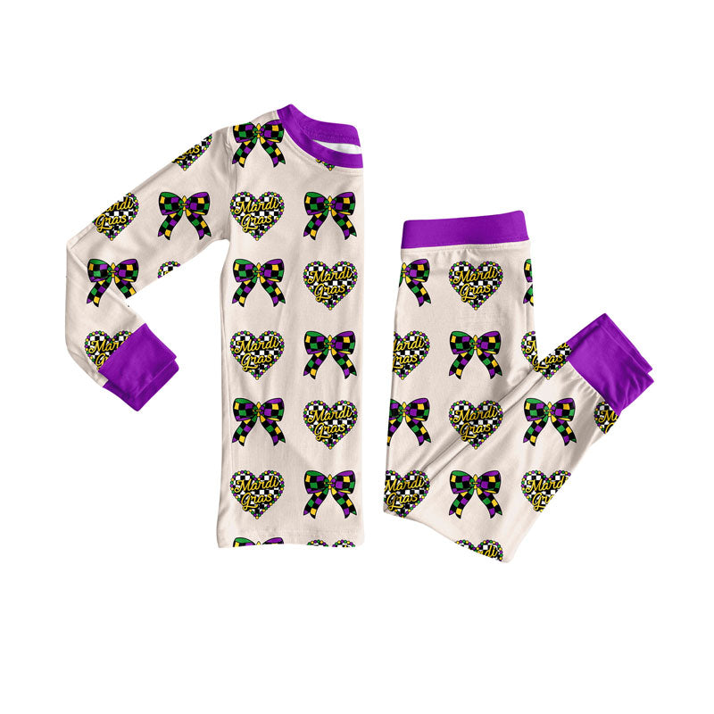 Mardi Gras kids long sleeve pajama set wholesal factory price