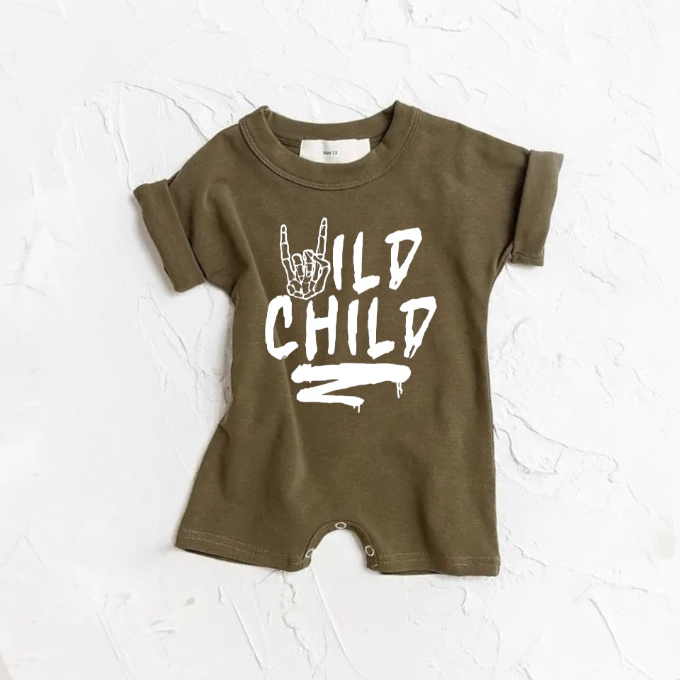 Wild child kids short sleeve romper