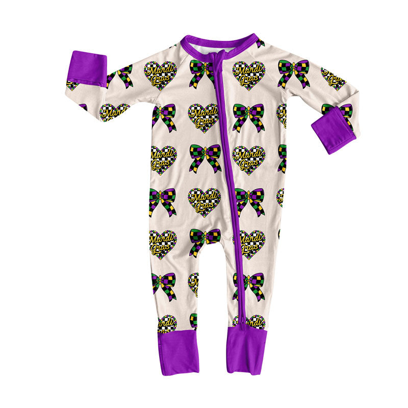 Mardi Gras toddle baby long sleeve romper