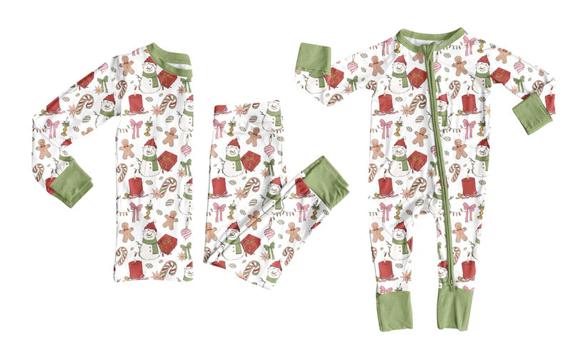 Toddle kids Christmas snowman design matching outfit