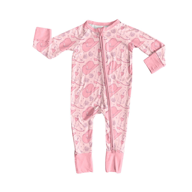 toddle baby western hat long sleeve zip romper