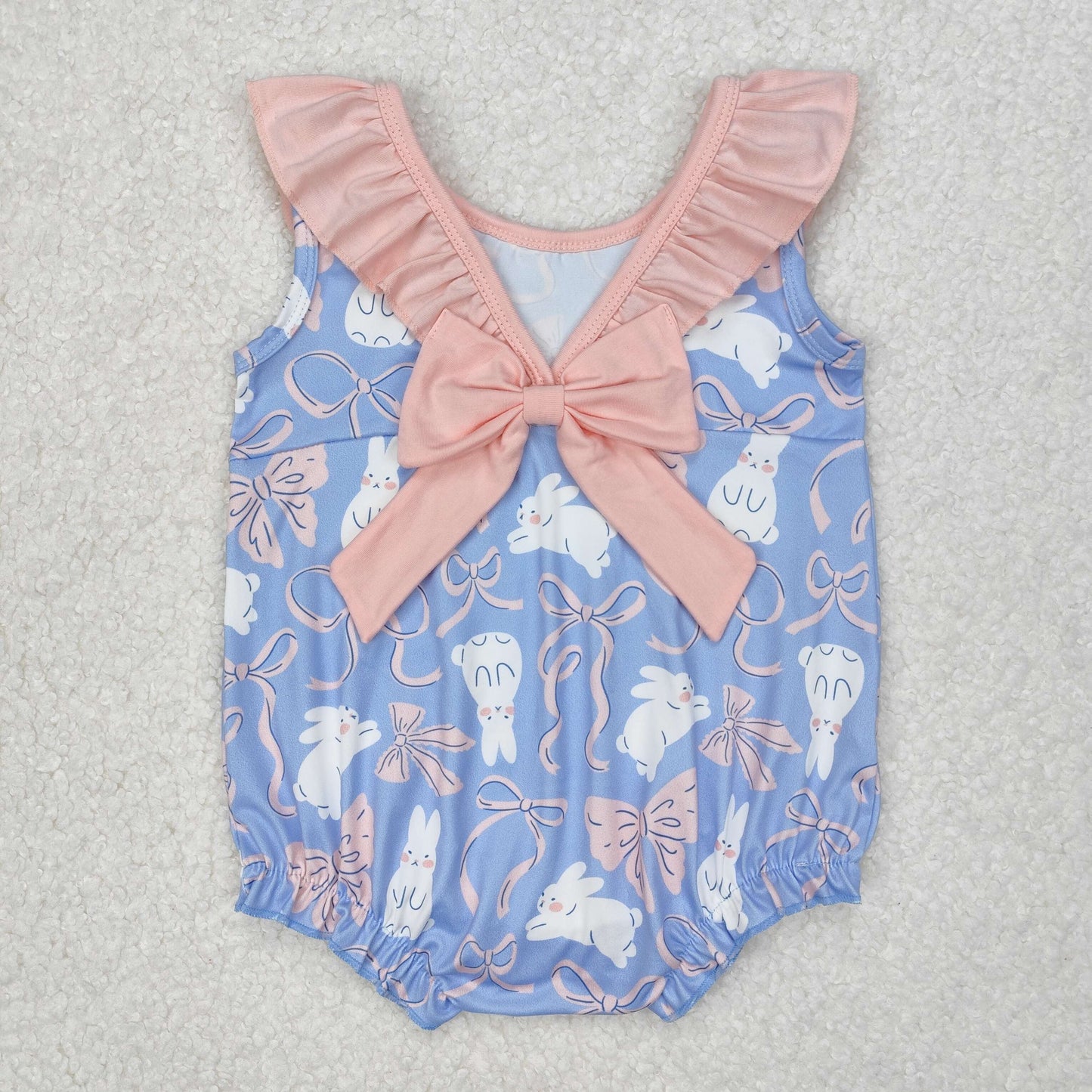 Baby girl Easter bunny pink bow matching clothes