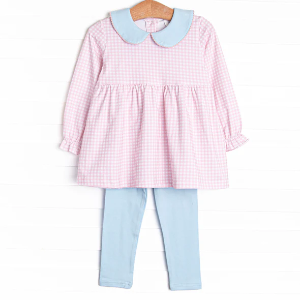 Toddle kids girl plaid shirt blue pants spring fall design outfit