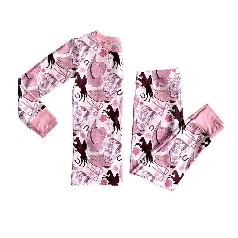Western kids long sleeve pajama set wholesal factory price