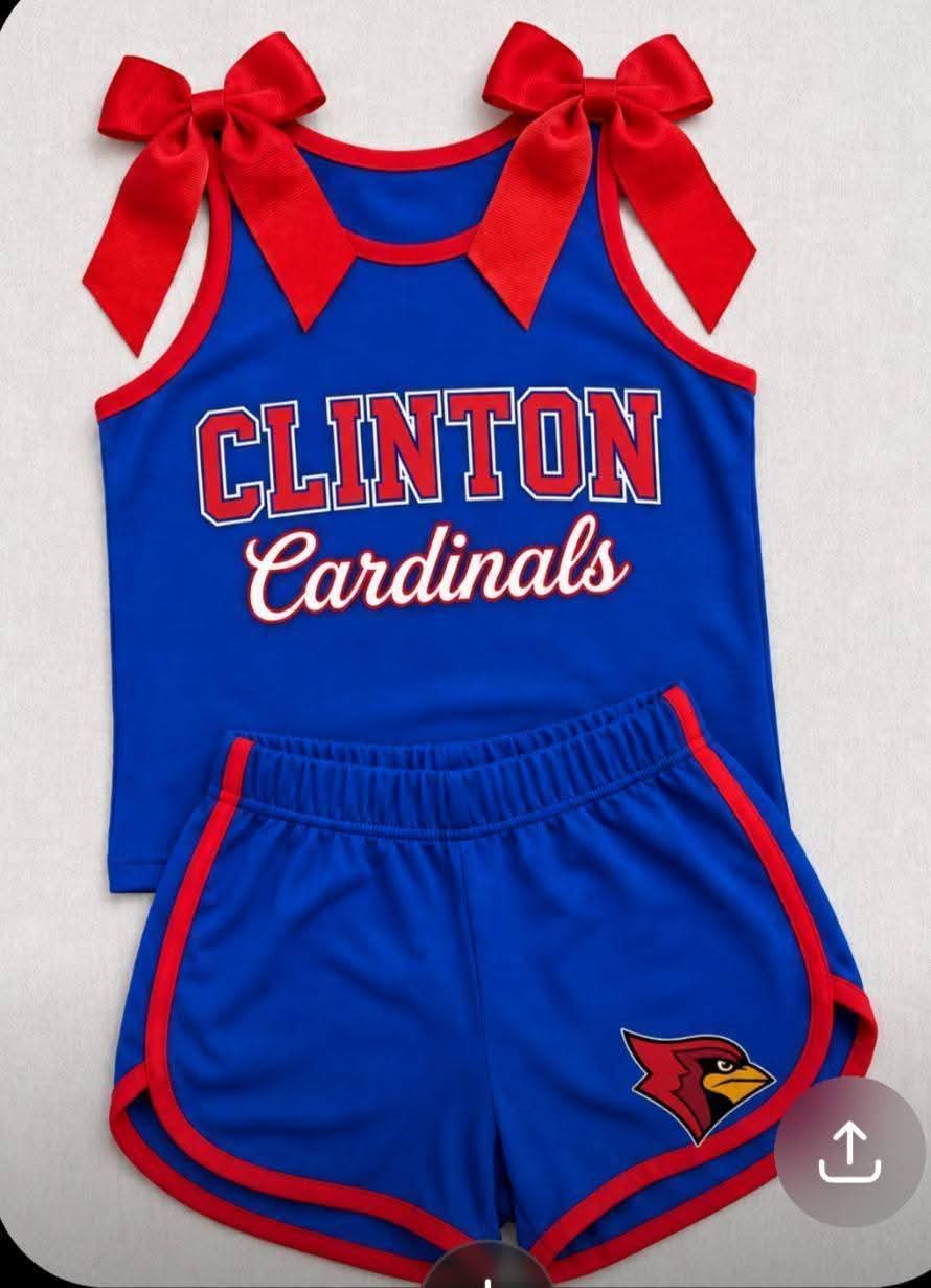 Custom team clinton top matching shorts girl summer outfit wholesale factory price