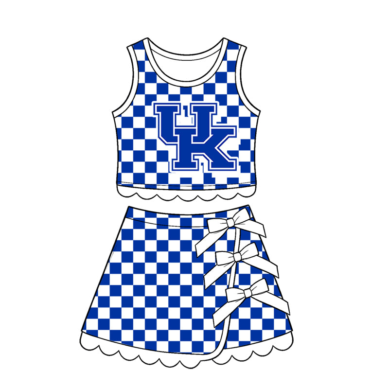 baby girls sleeveless TEAM top matching skorts yoga clothing set