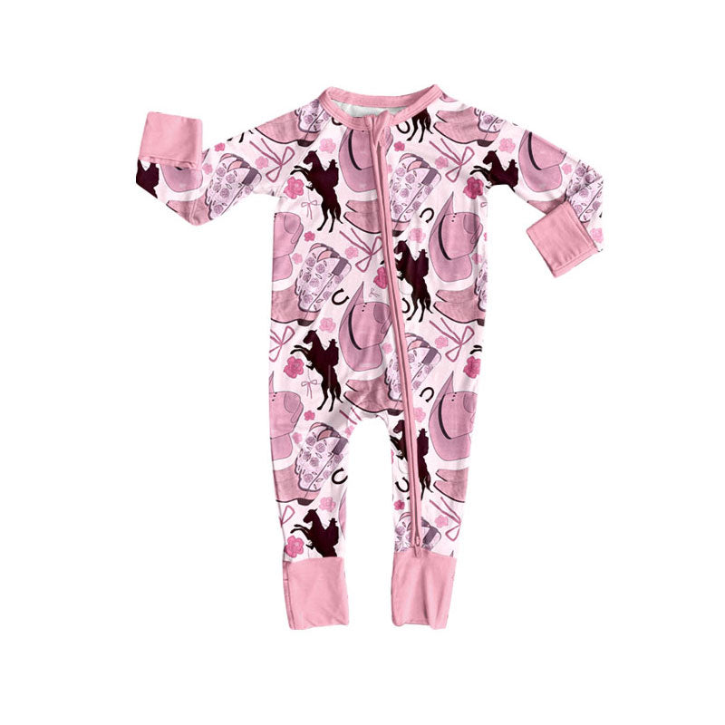 toddle baby western long sleeve zip romper wholesale factory price