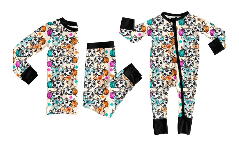 Pumpkin design kids baby long sleeve matching clothes whoesale price custom design