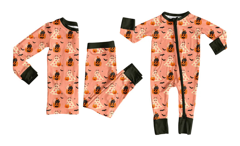 Halloween pumpkin ghost kids baby long sleeve matching clothes whoesale price