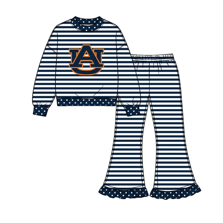 Baby girl custom team cheer design long sleeve top pants set