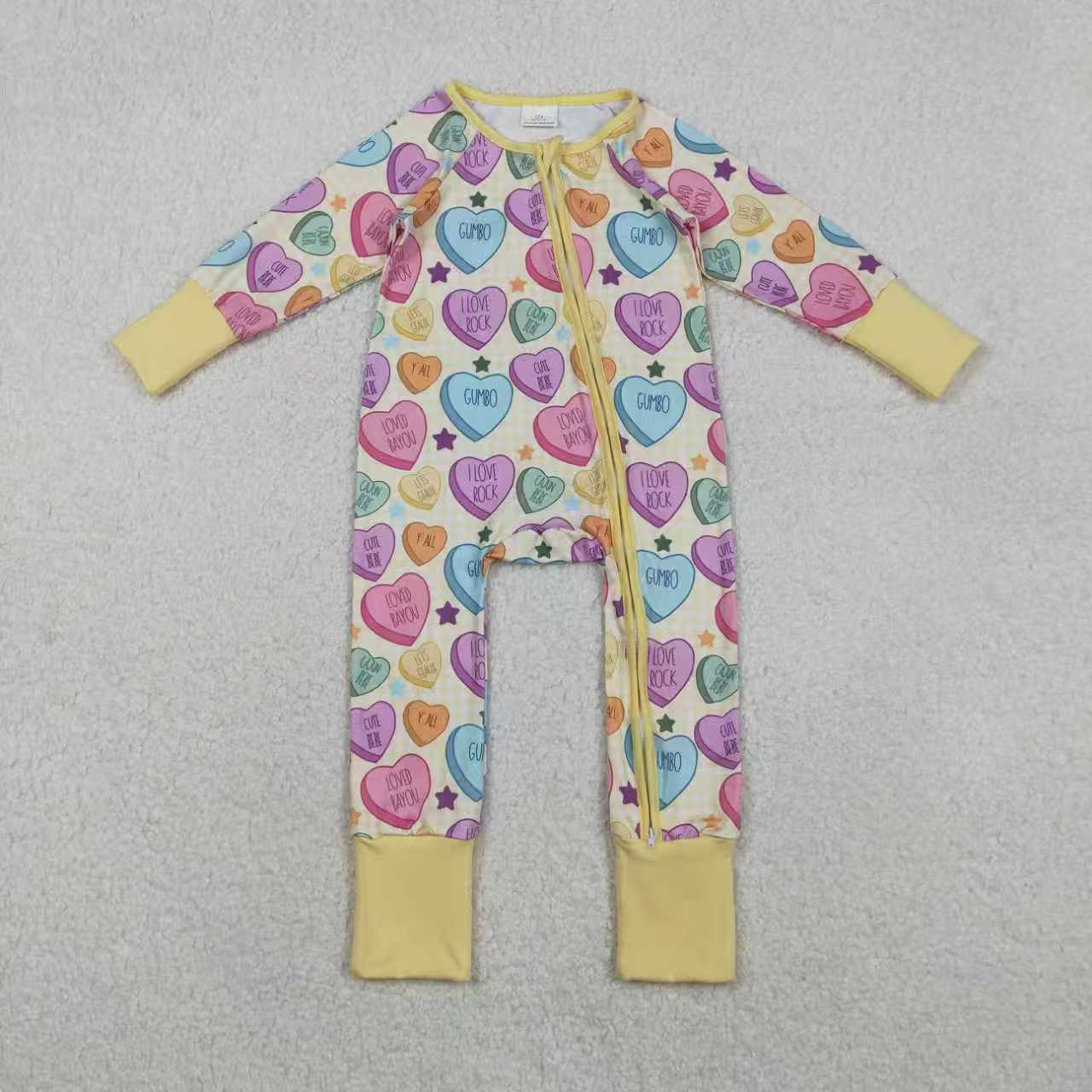 Colorful heart girls long sleeve Valentines day outfit