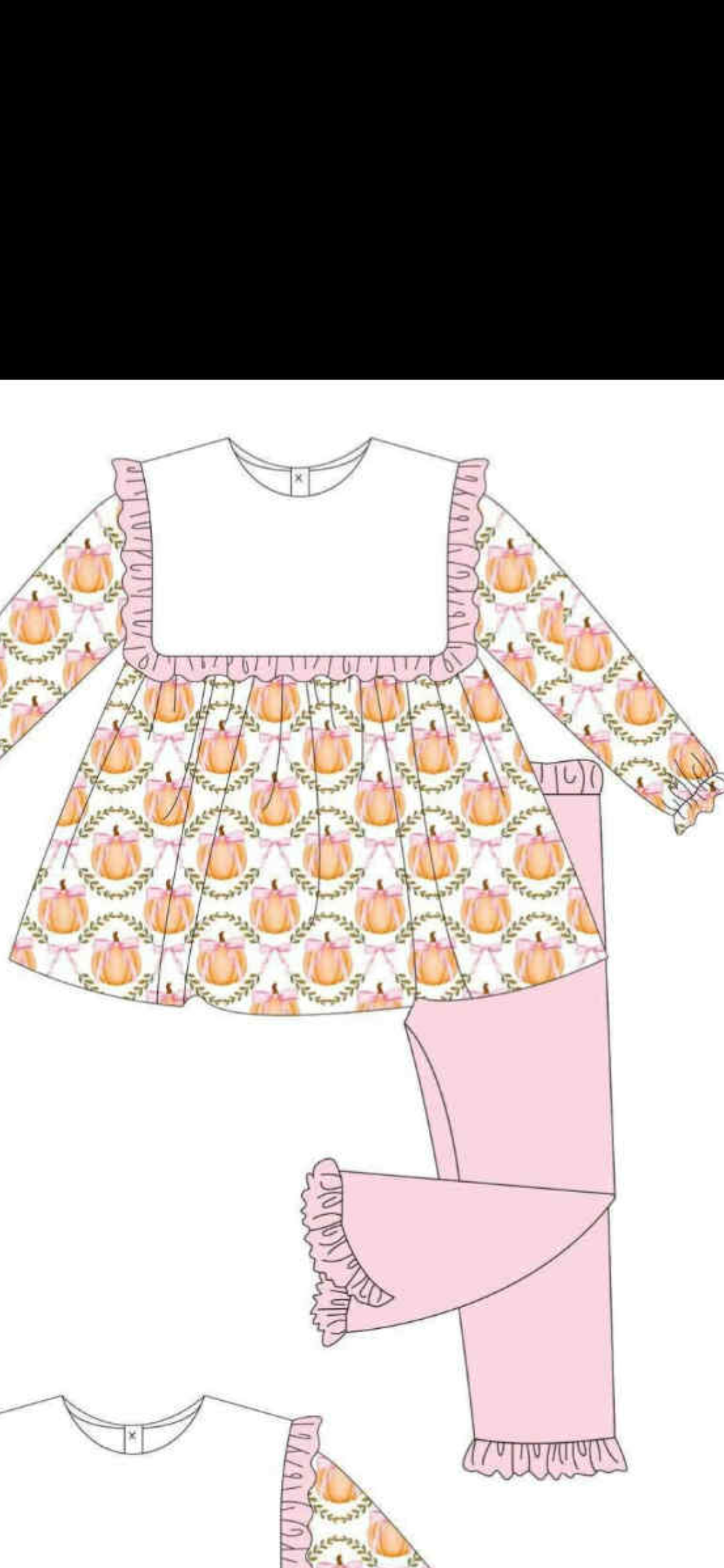 Toddle kids girl pumpkin shirt matching pants spring fall design outfit