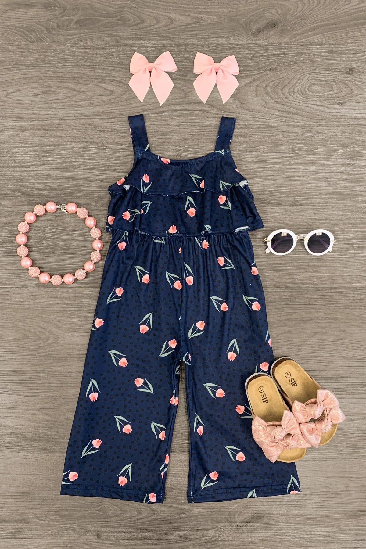 flower girls spring wide leg jumpsuit