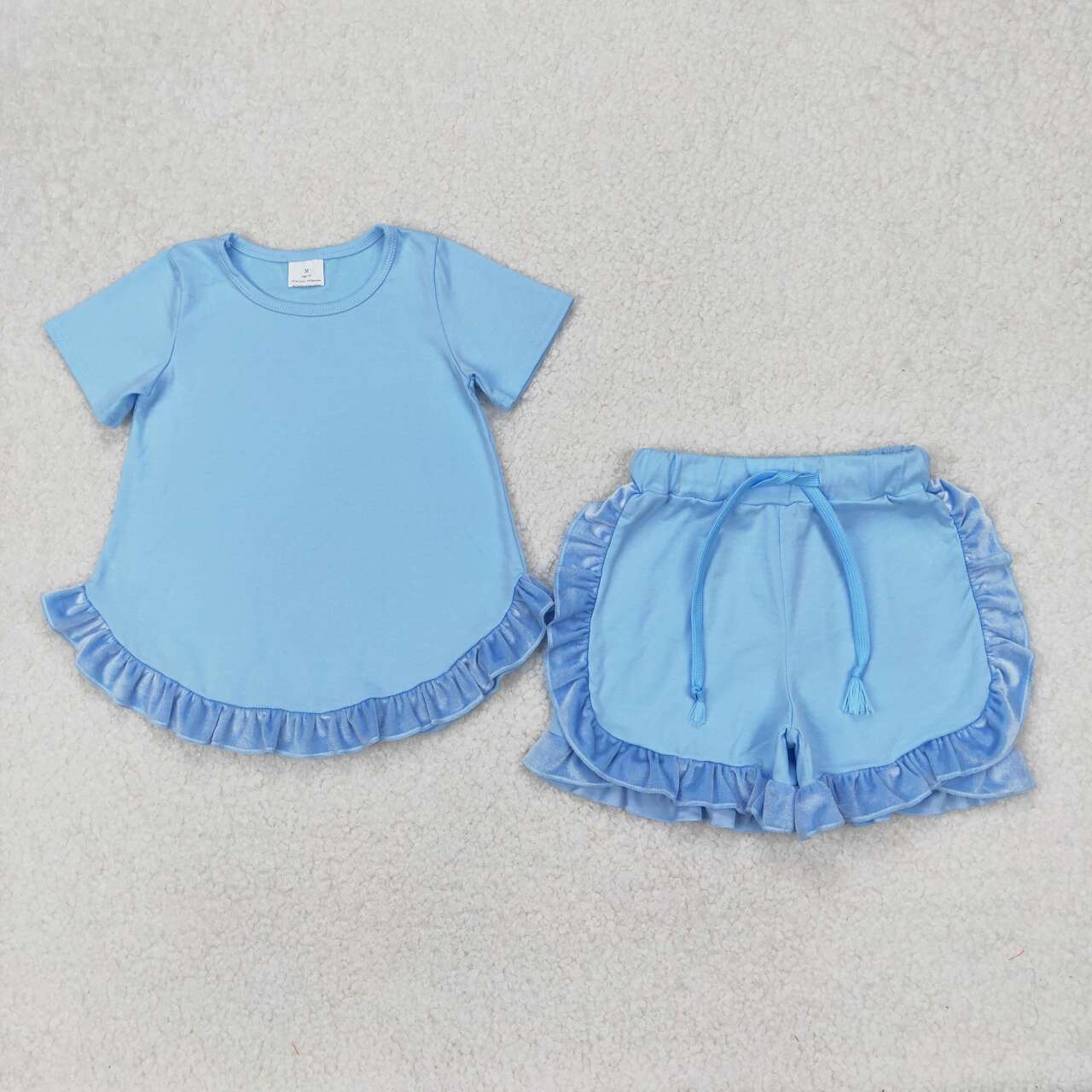 Toddle baby girl blue cotton summer outfit