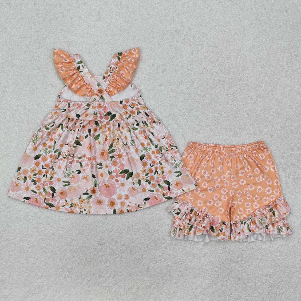 Baby girls orange floral short sleeve outfit