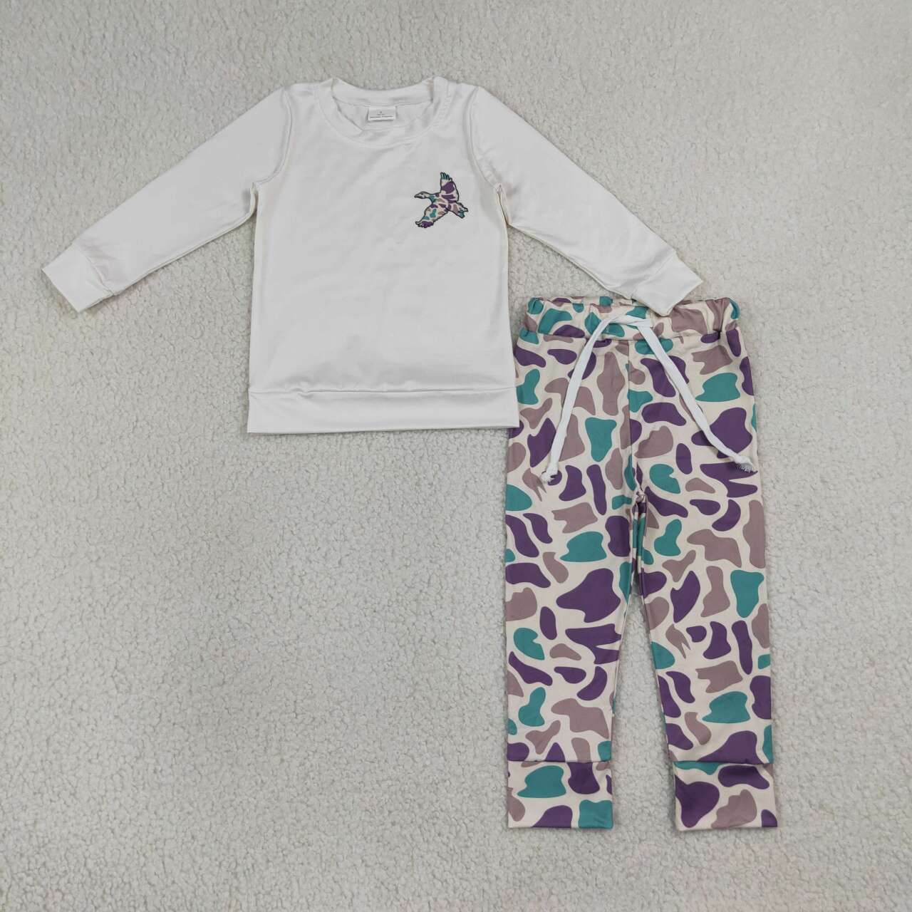 Camo duck shirt long sleeve top matching pants baby boy outfit