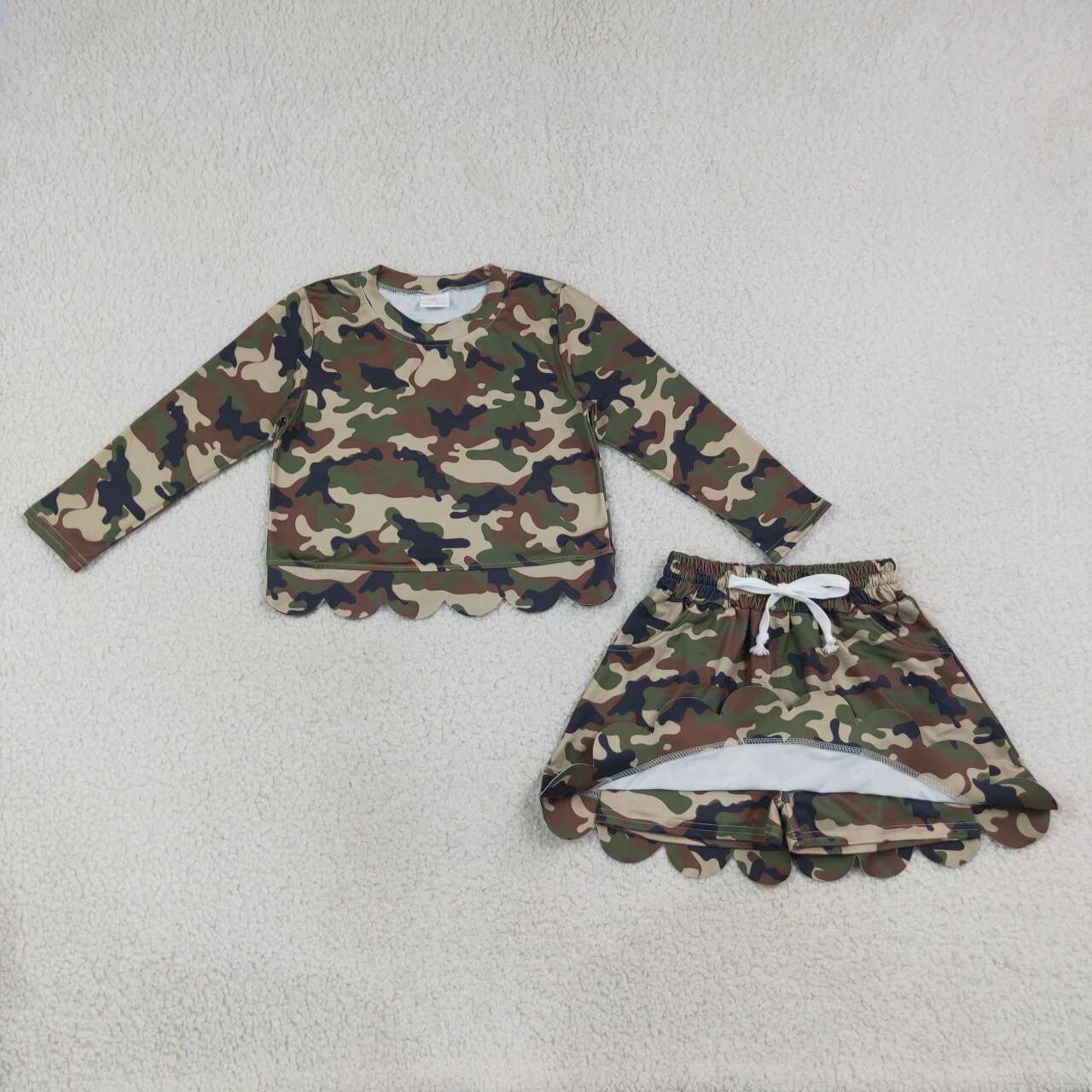 Black green Camo top matching skorts girls summer outfit