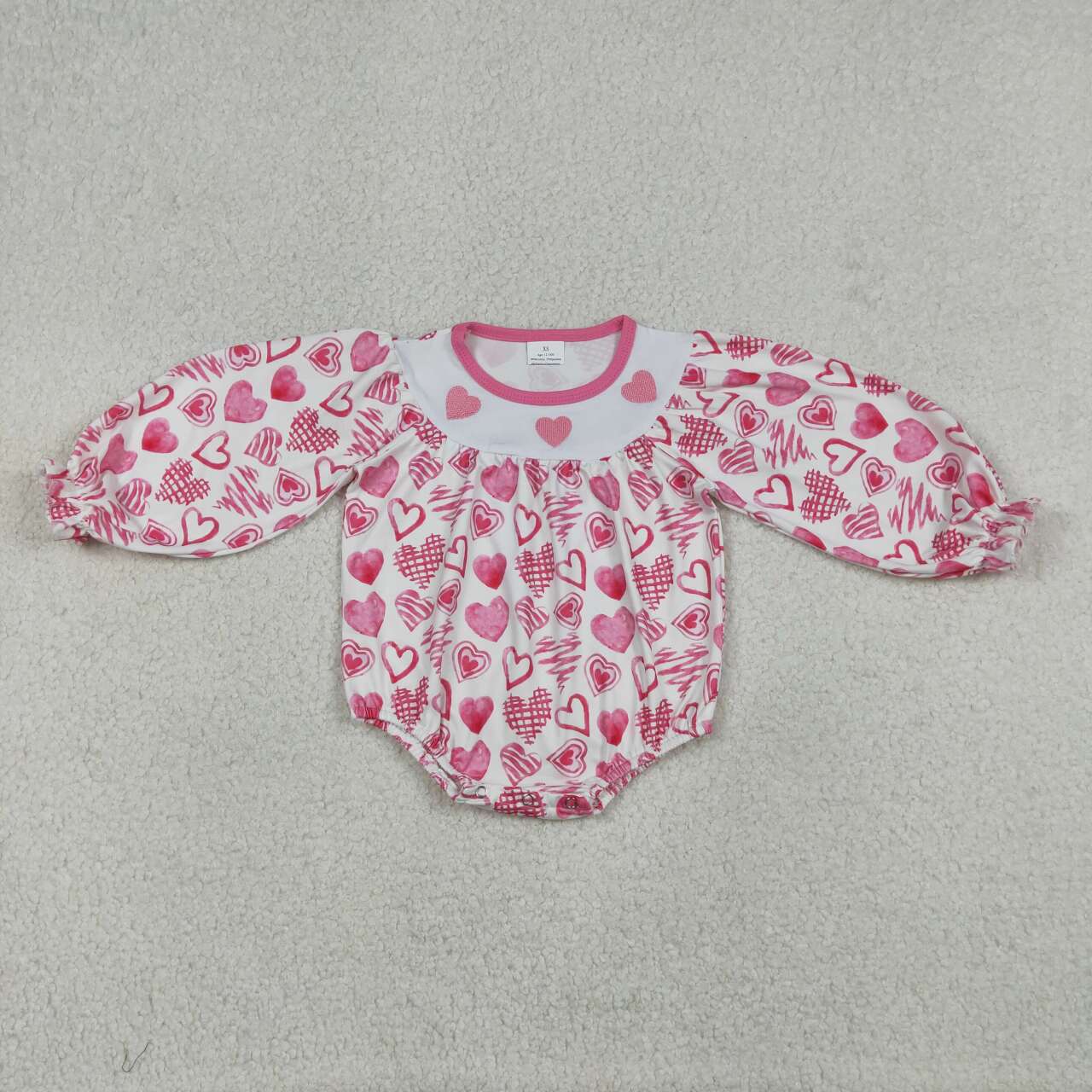 Toddle baby girl Valentines embroidery heart romper