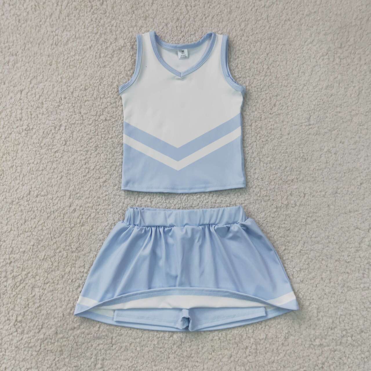 Sky blue top matching skorts girls summer yoga outfit