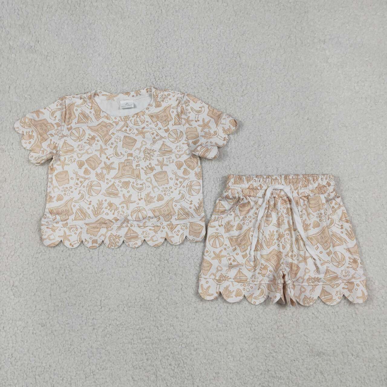 Short sleeve beach top matching skorts girls summer outfit