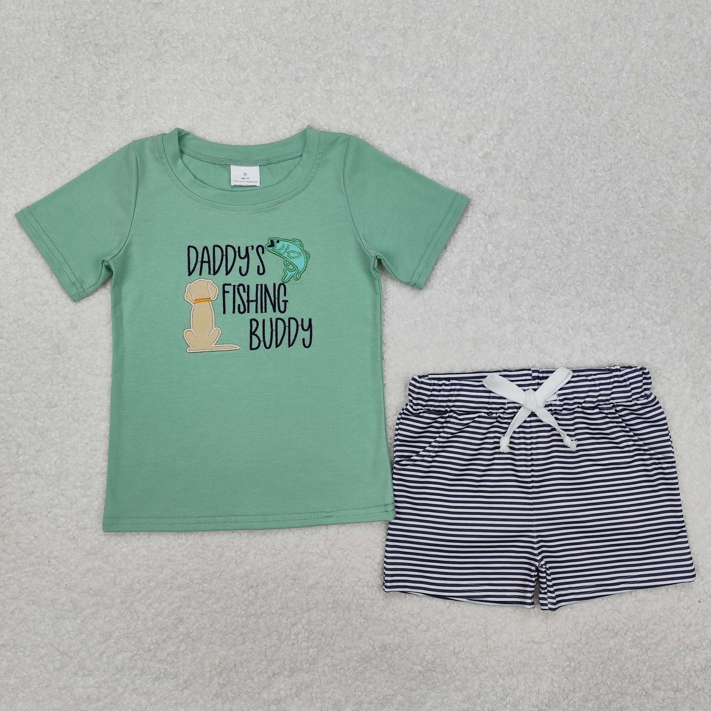 Embroidery Daddys fishing buddy baby boy summer outfit