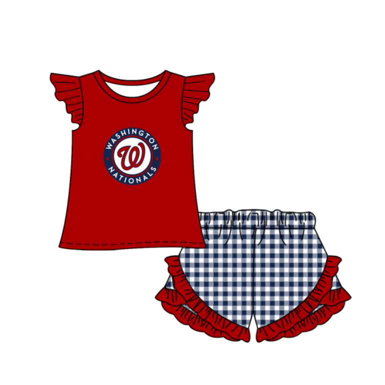 Custom Washington team top matching shorts girl summer outfit