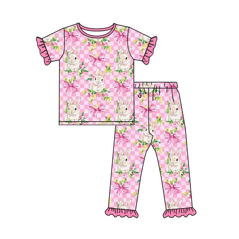 Easter bunny floral design kids pajama set wholesal factory price