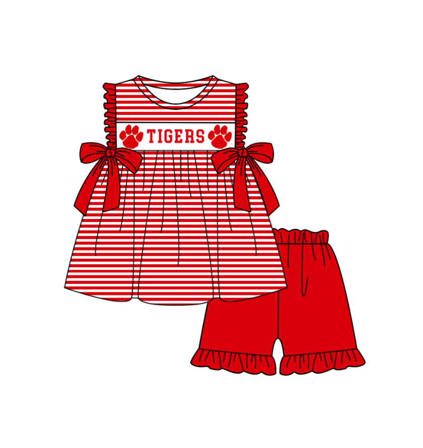 Custom team top matching shorts girl summer outfit