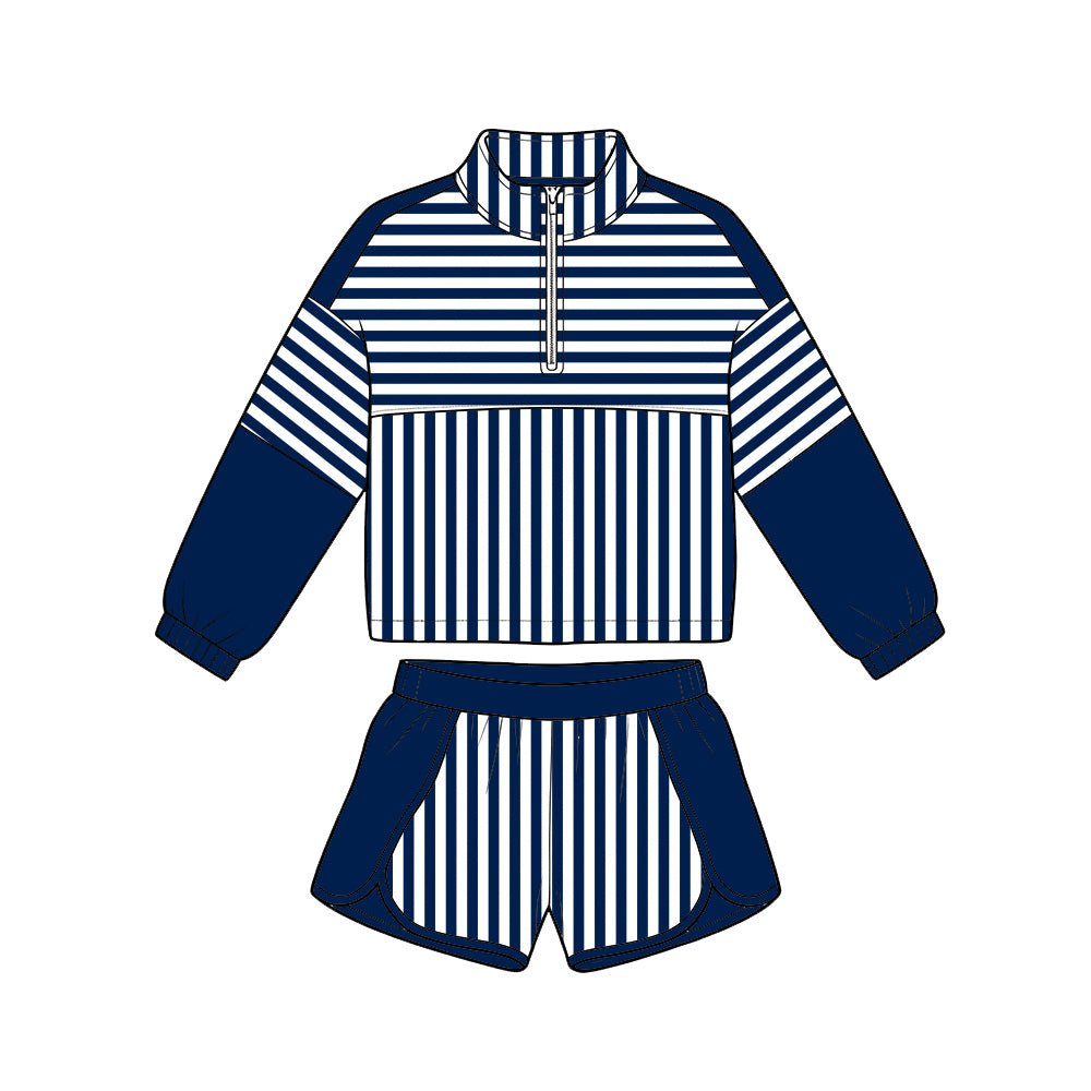 Baby girl custom design long sleeve pullover top matching shorts outfit