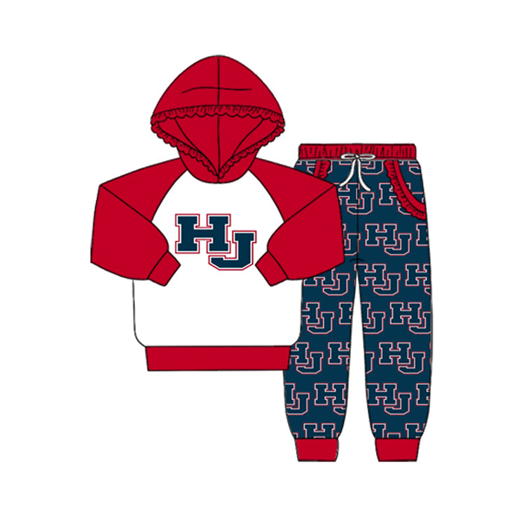 baby girl HJ team design long sleeve hoodie set