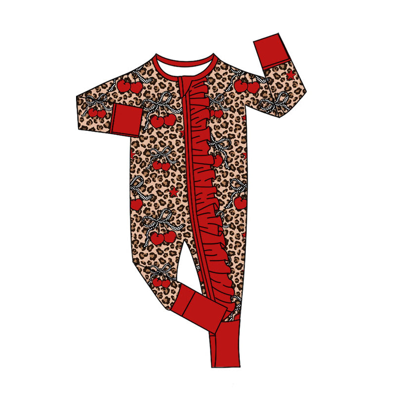 toddle baby Valentines day heart leopard long sleeve zip romper