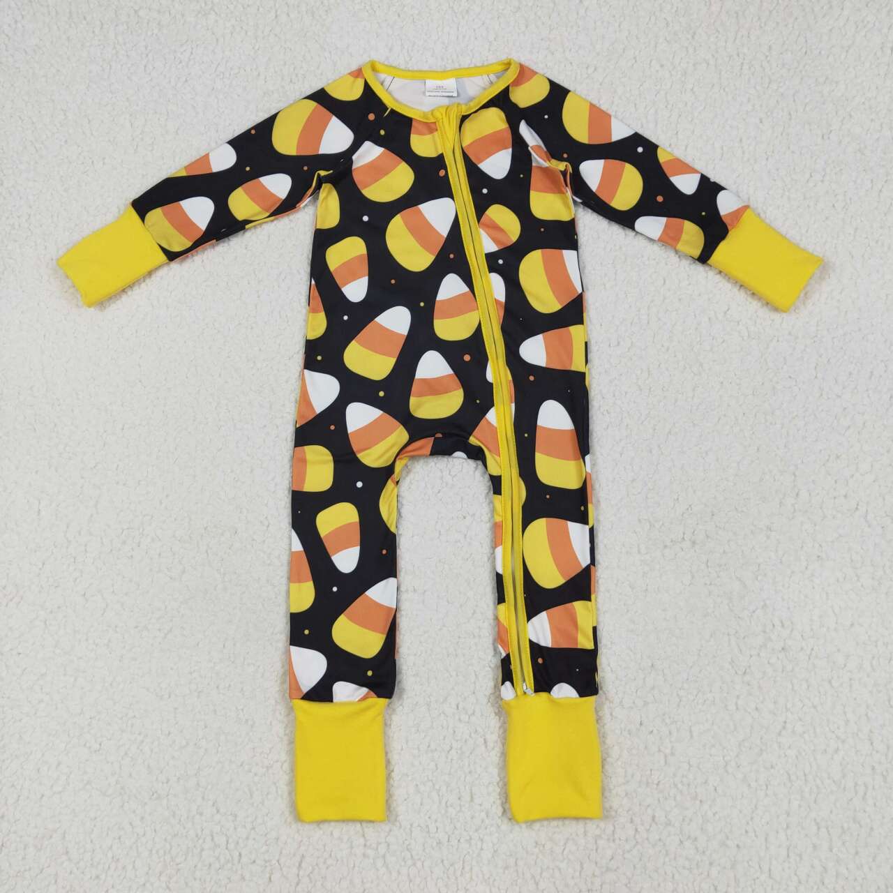 USA SHOP Halloween candy corn long sleeve zip romper