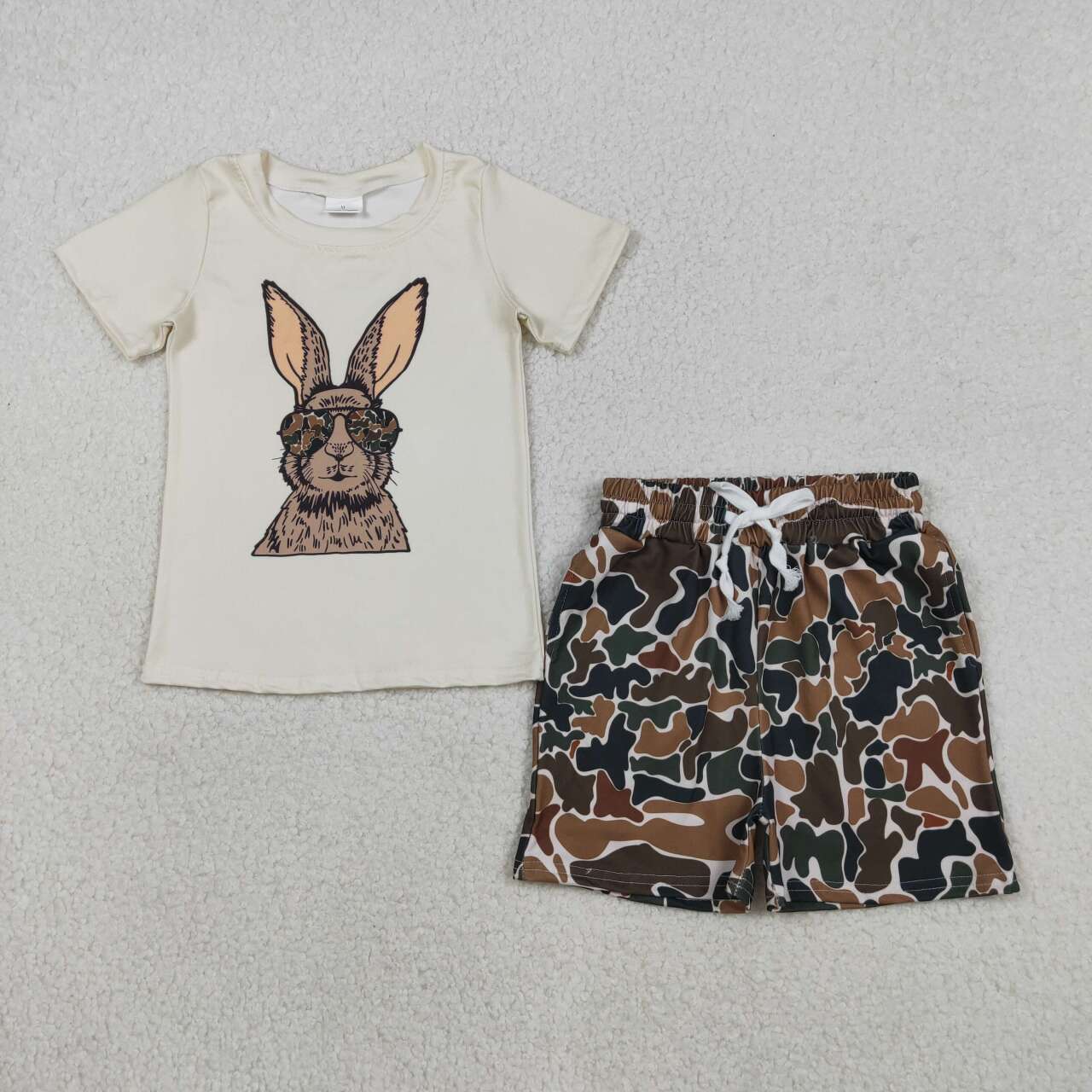 Easter bunny shirt camo shorts boys clothes